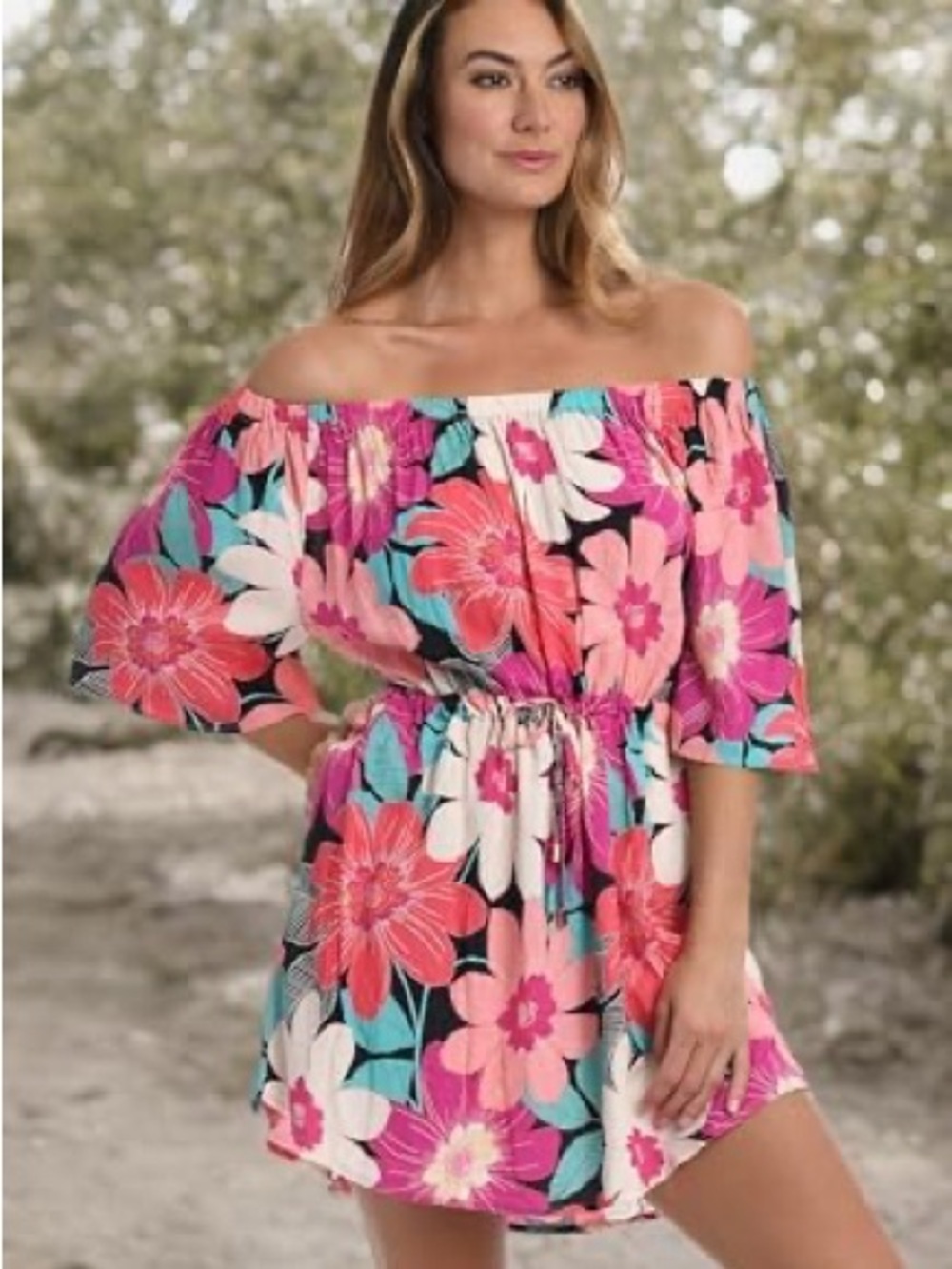 NWT La Blanca Resortwear Off Shoulder Dress 1X